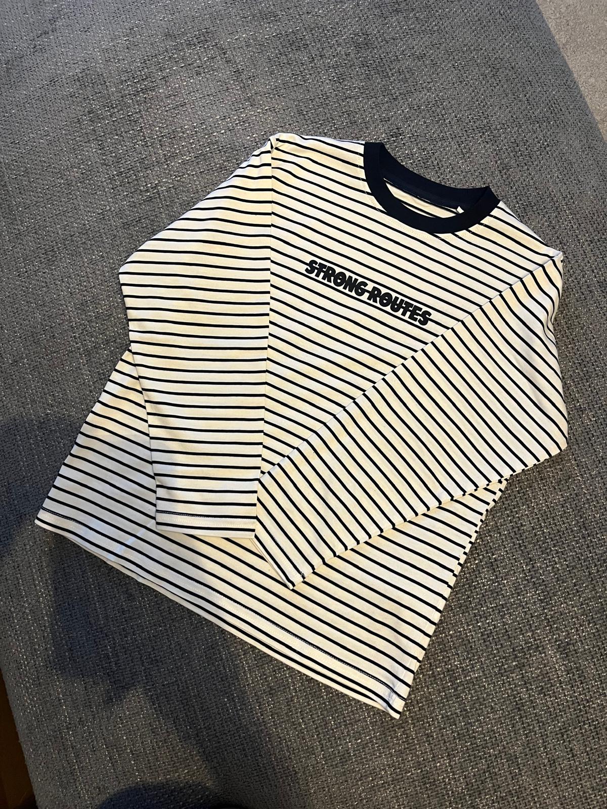 Striped Long Sleeve Top – White & Black