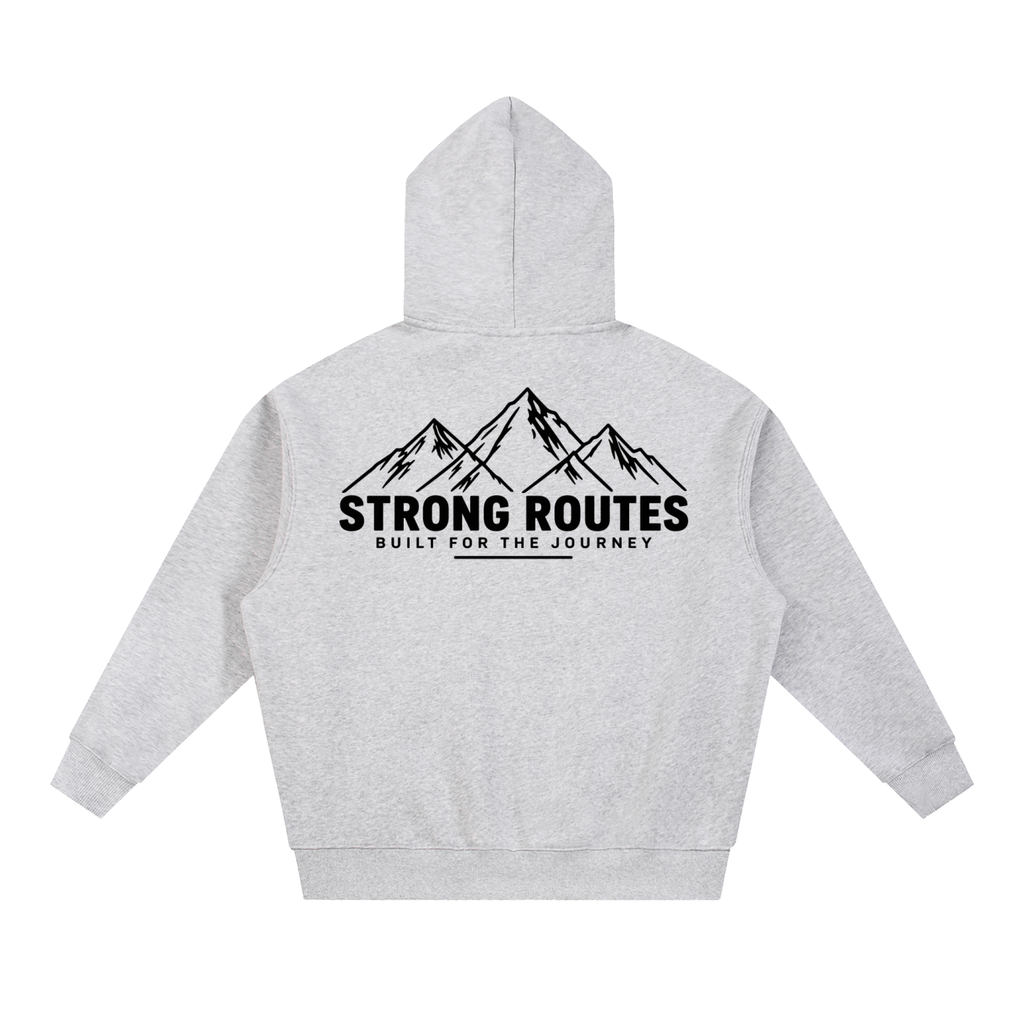 Mountain Graphic Oversized Boxy Fit Fleece Hoodie | Strong Routes