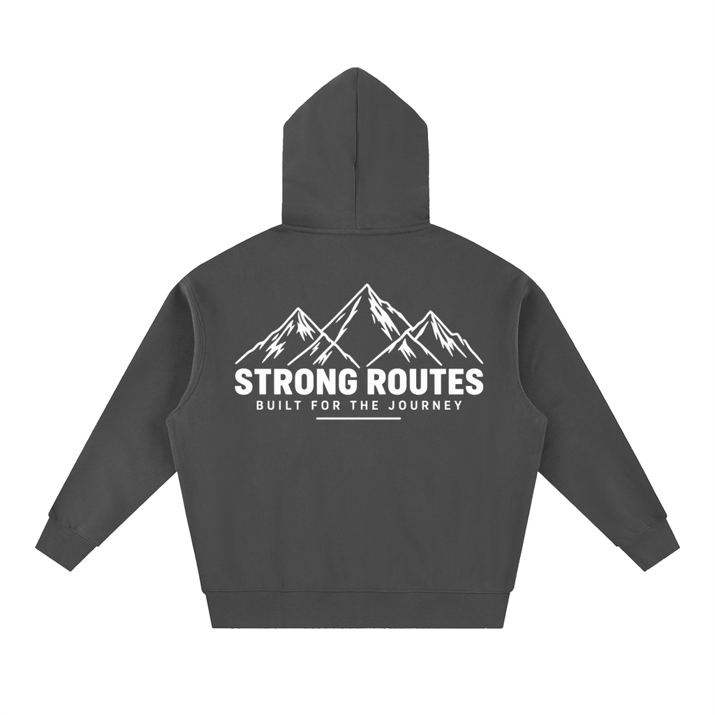 Mountain Graphic Oversized Boxy Fit Fleece Hoodie | Strong Routes