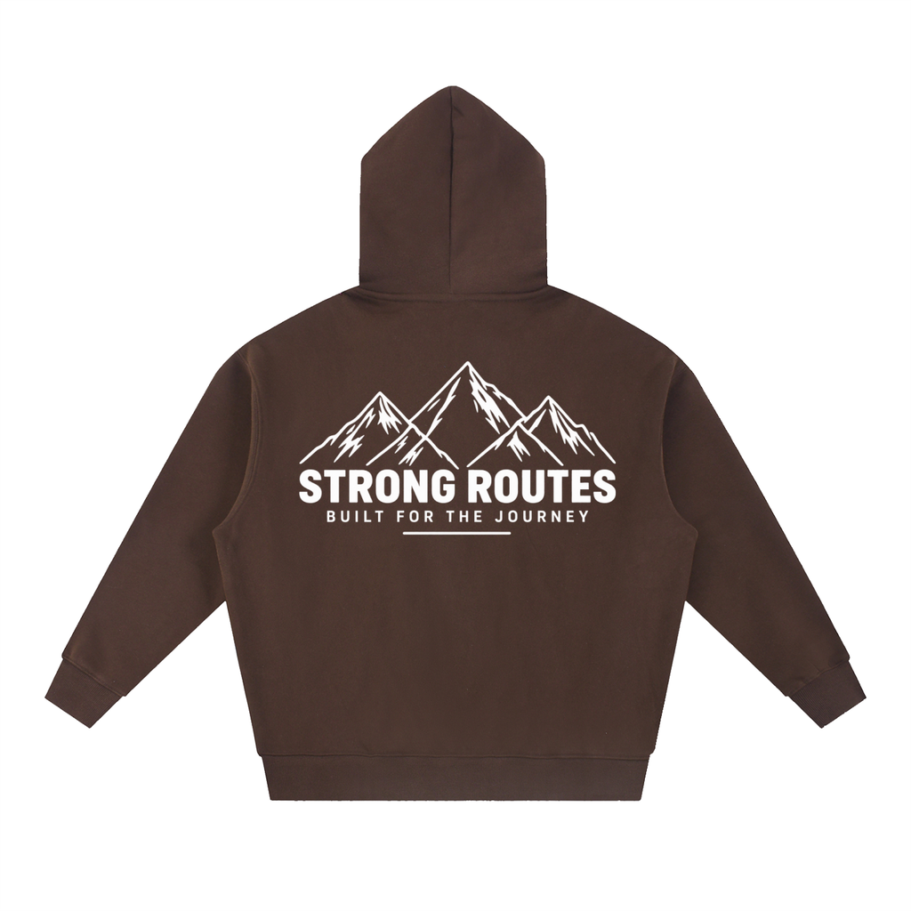 Mountain Graphic Oversized Boxy Fit Fleece Hoodie | Strong Routes