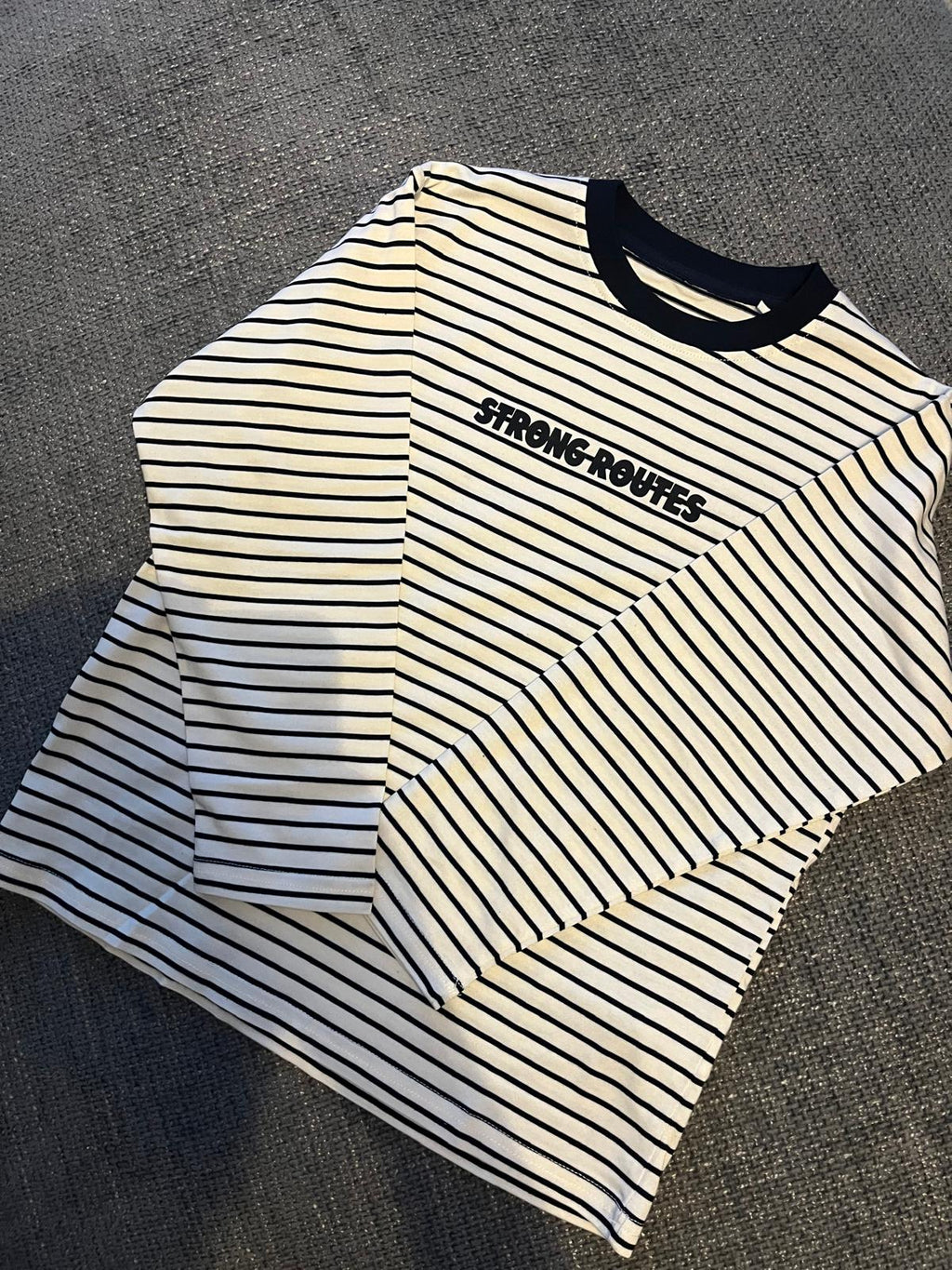 Striped Long Sleeve Top – White & Black