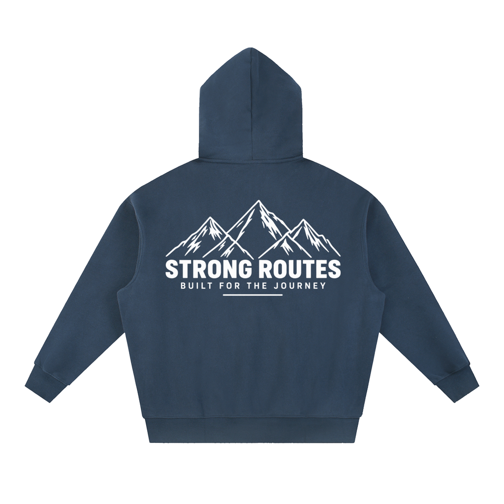 Mountain Graphic Oversized Boxy Fit Fleece Hoodie | Strong Routes