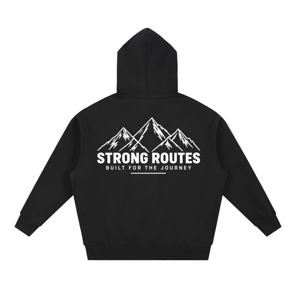 Mountain Graphic Oversized Boxy Fit Fleece Hoodie | Strong Routes