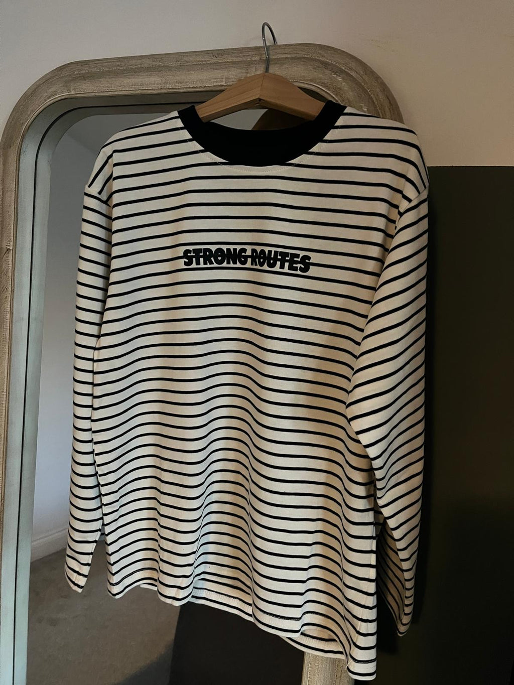 Striped Long Sleeve Top – White & Black
